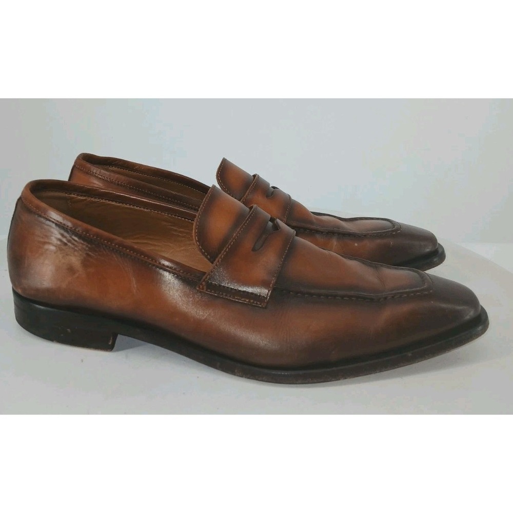 Bruno Magli Mens Brown Leather Penny Loafers Shoes Size 10  C133